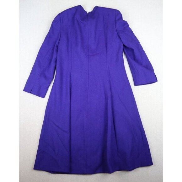 VINTAGE WOMEN'S PURPLE 100% WOOL DRESS - BADGLEY MISCHKA - SIZE 10 - Picture 7 of 8